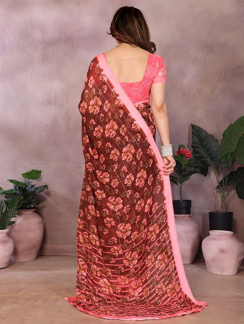 women printed casual wear saree with blouse - 22068116 -  Standard Image - 3