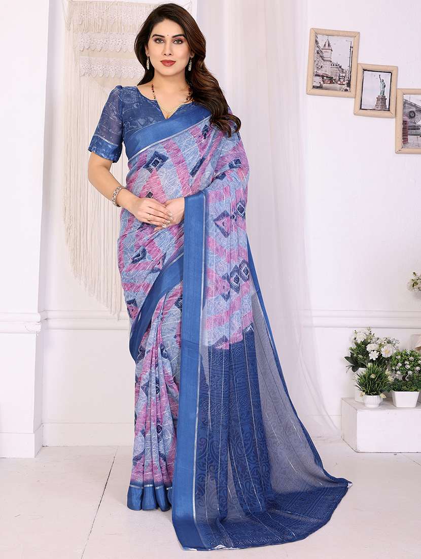 women printed casual wear saree with blouse - 22068120 -  Zoom Image - 0