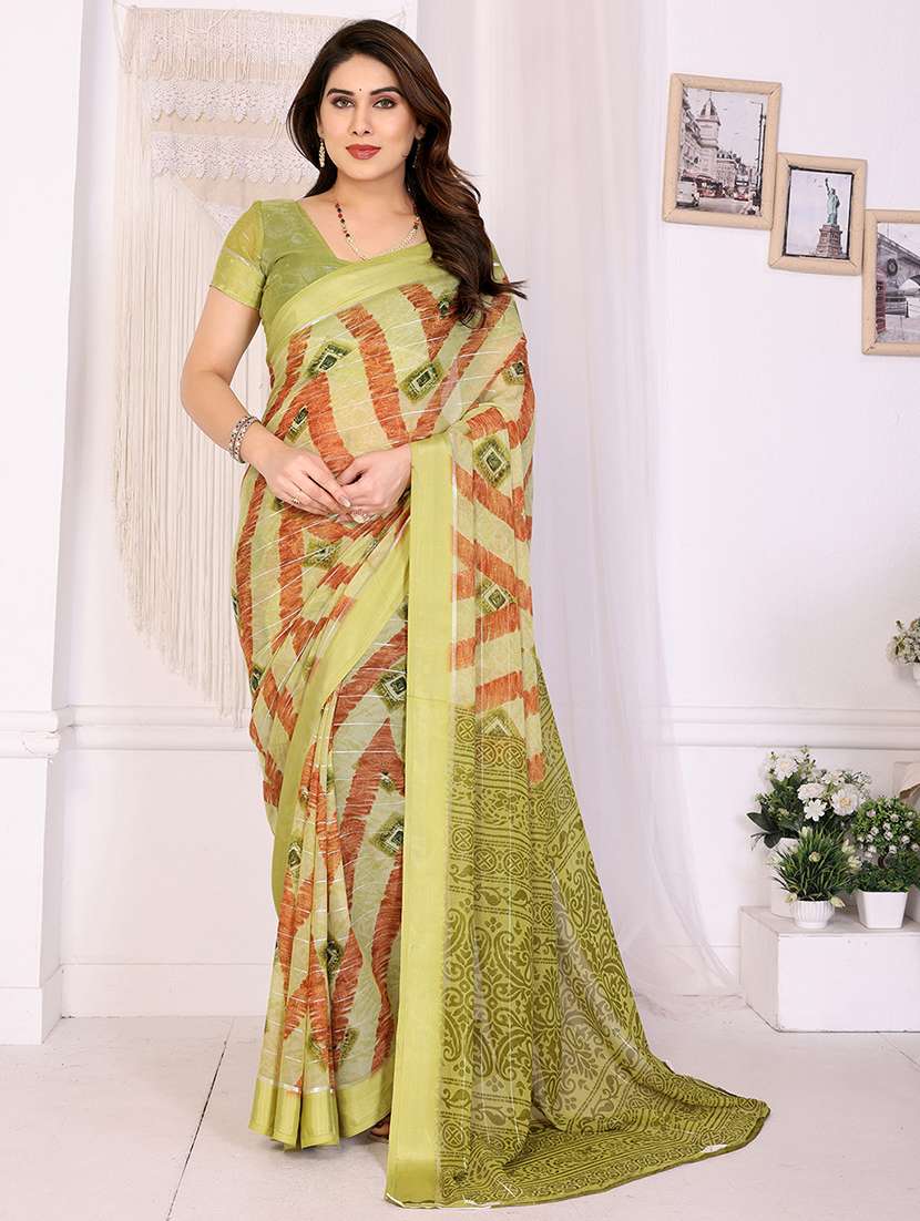 women printed casual wear saree with blouse