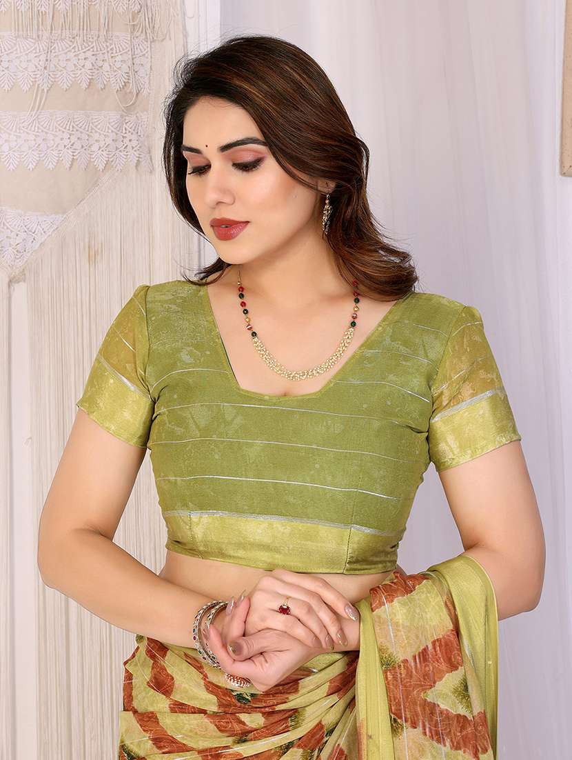 women printed casual wear saree with blouse - 22068121 -  Standard Image - 5