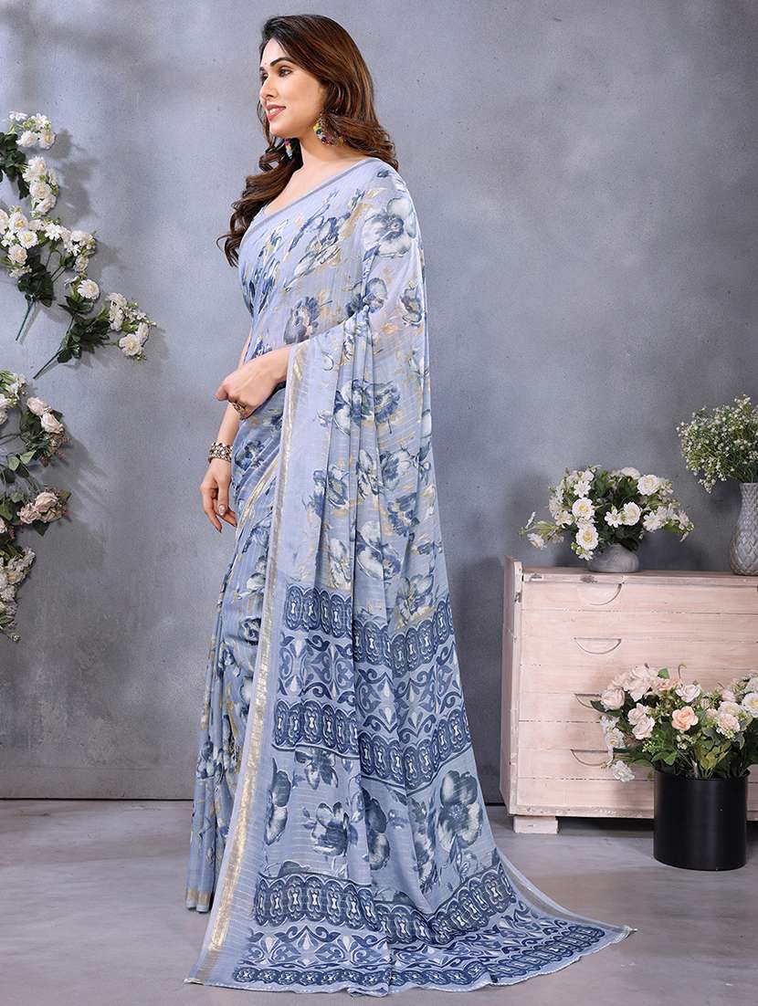 women printed casual wear saree with blouse - 22068124 -  Standard Image - 3