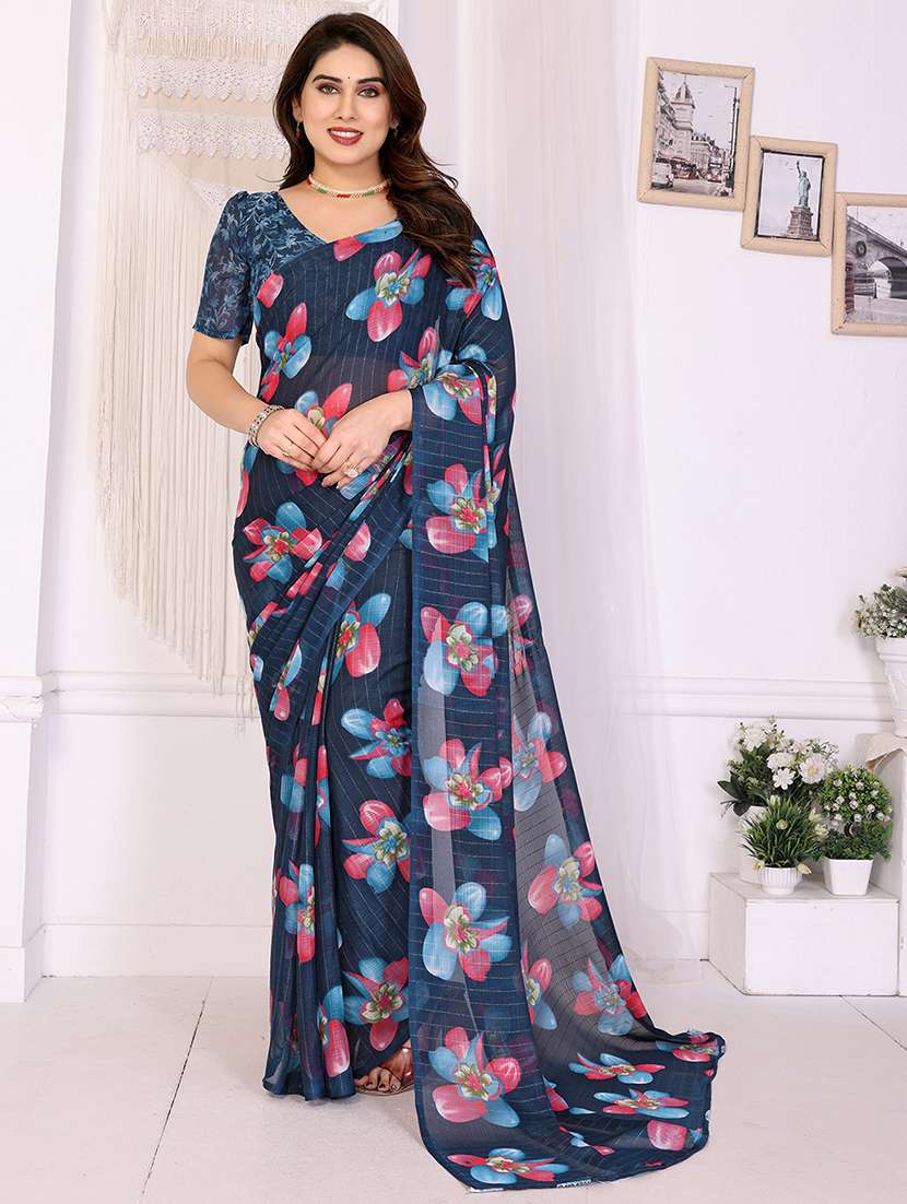 women printed casual wear saree with blouse - 22068132 - Zoom Image - 0