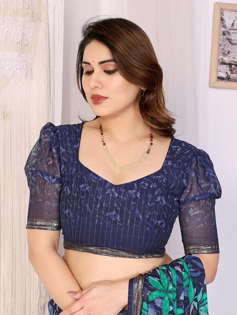women printed casual wear saree with blouse - 22068140 -  Standard Image - 5