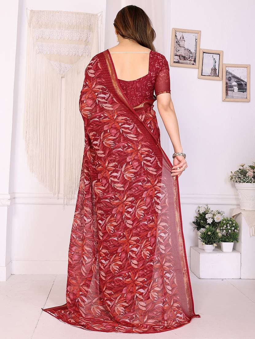 women printed casual wear saree with blouse - 22068141 -  Standard Image - 3