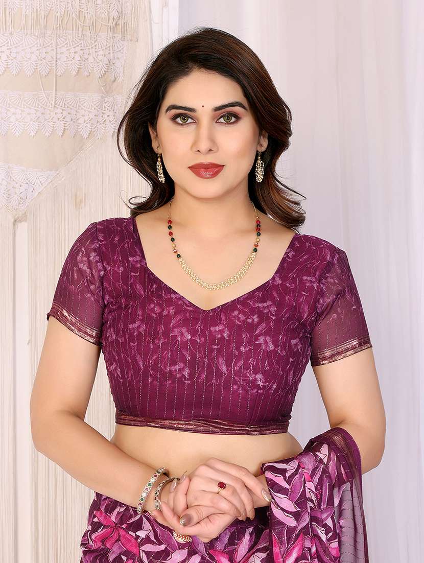 women printed casual wear saree with blouse - 22068142 -  Standard Image - 5