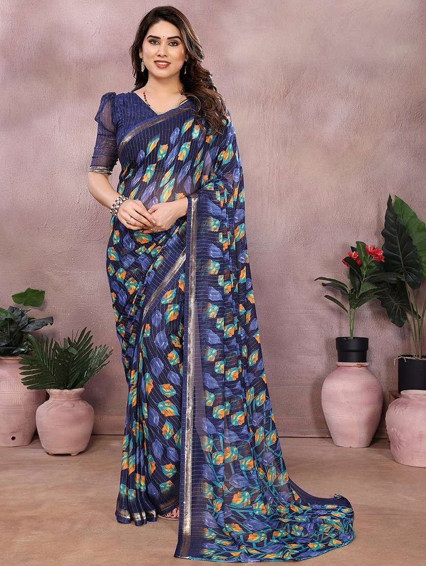women printed casual wear saree with blouse - 22068144 -  Zoom Image - 0