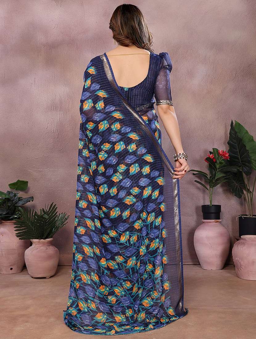 women printed casual wear saree with blouse - 22068144 - Standard Image - 3