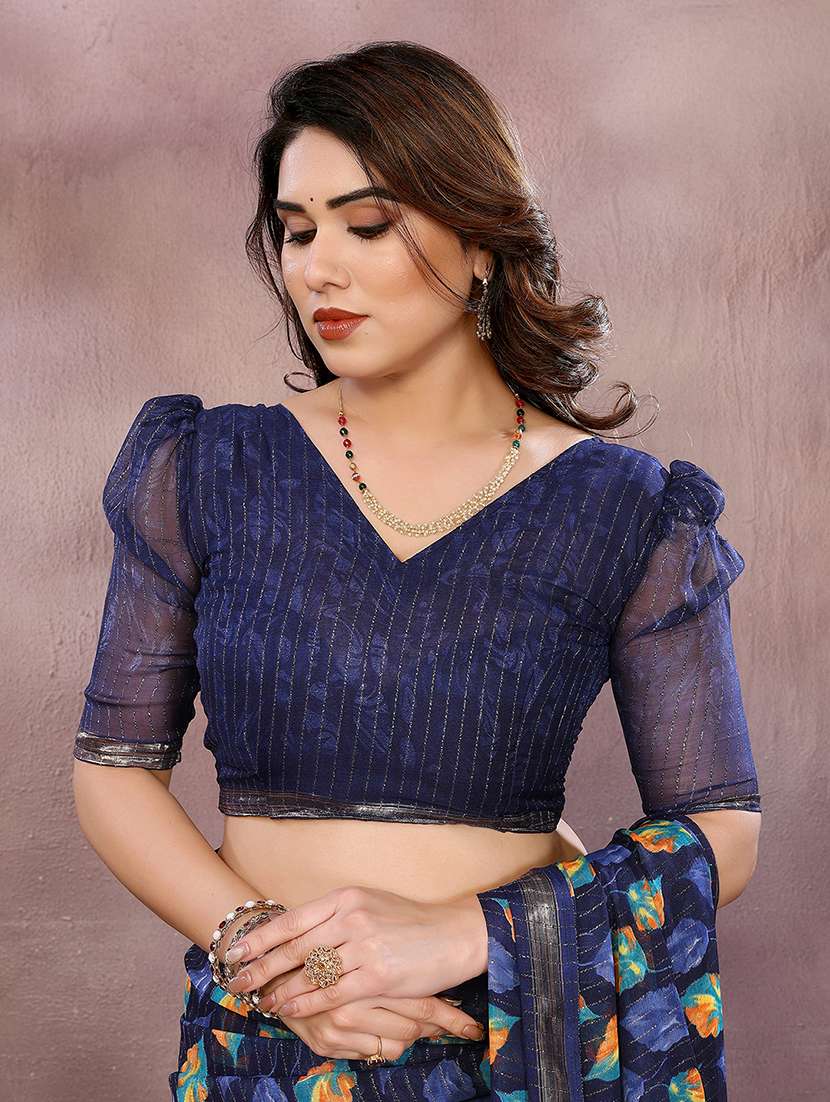 women printed casual wear saree with blouse - 22068144 - Standard Image - 5