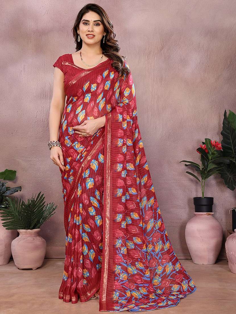 women printed casual wear saree with blouse - 22068145 - Zoom Image - 0