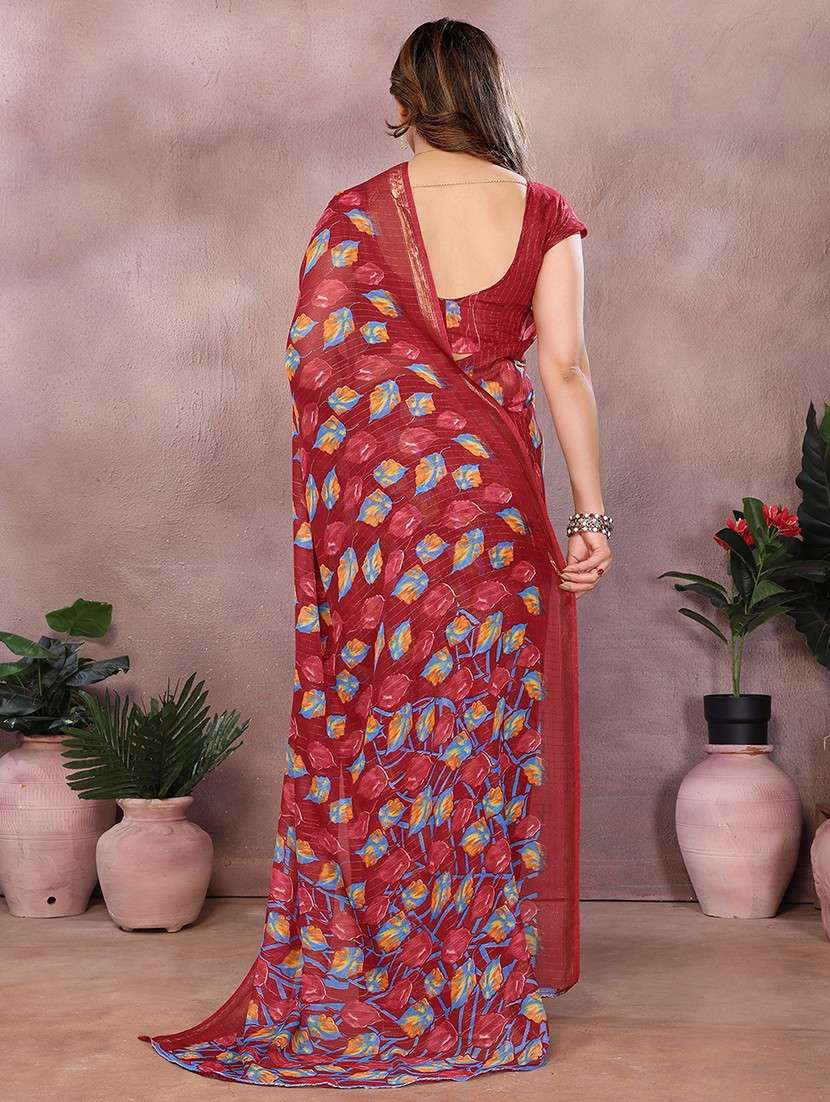 women printed casual wear saree with blouse - 22068145 - Standard Image - 3