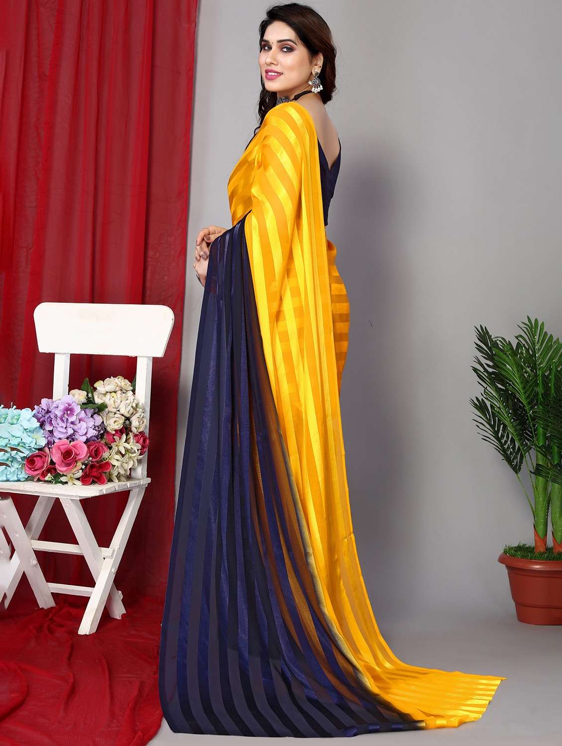 women ombre printed saree with blouse - 22068156 -  Standard Image - 3