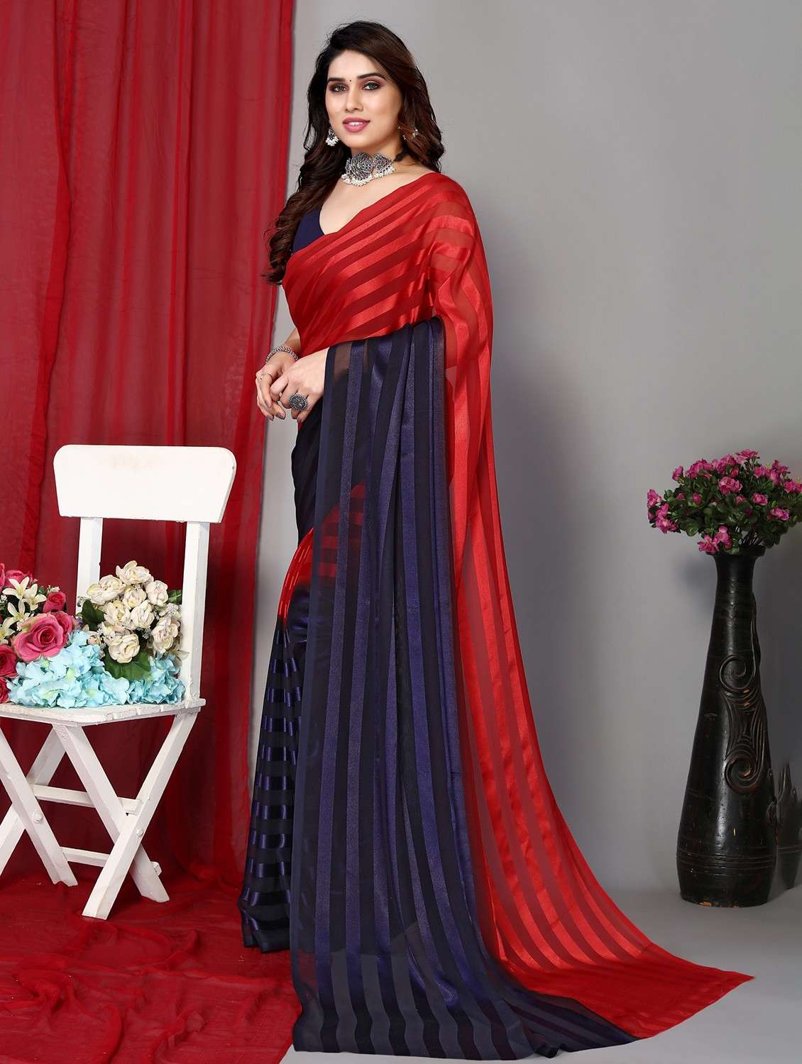 women ombre printed saree with blouse - 22068157 -  Standard Image - 3