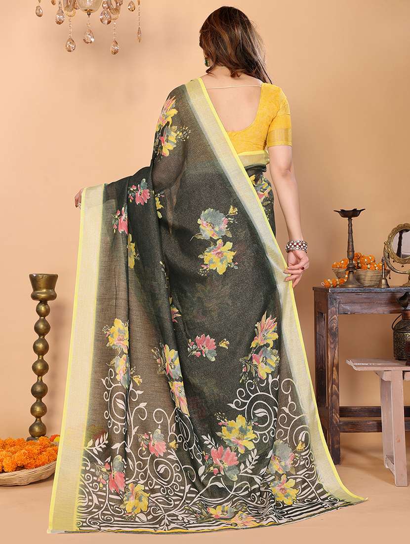women printed casual wear saree with blouse - 22068168 -  Standard Image - 3