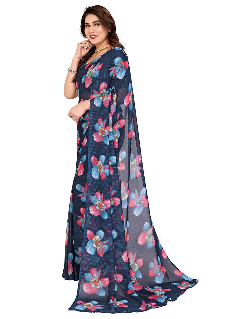 women printed casual wear saree with blouse - 22068232 -  Standard Image - 3