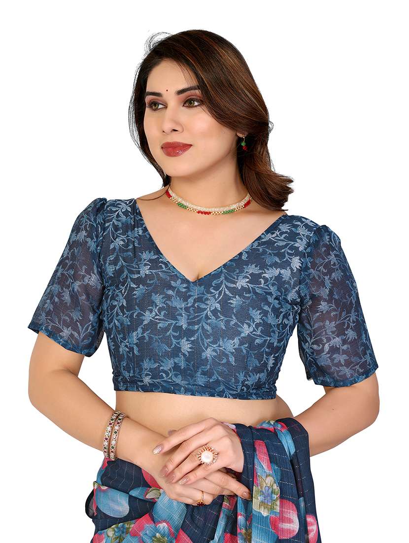 women printed casual wear saree with blouse - 22068232 -  Standard Image - 5