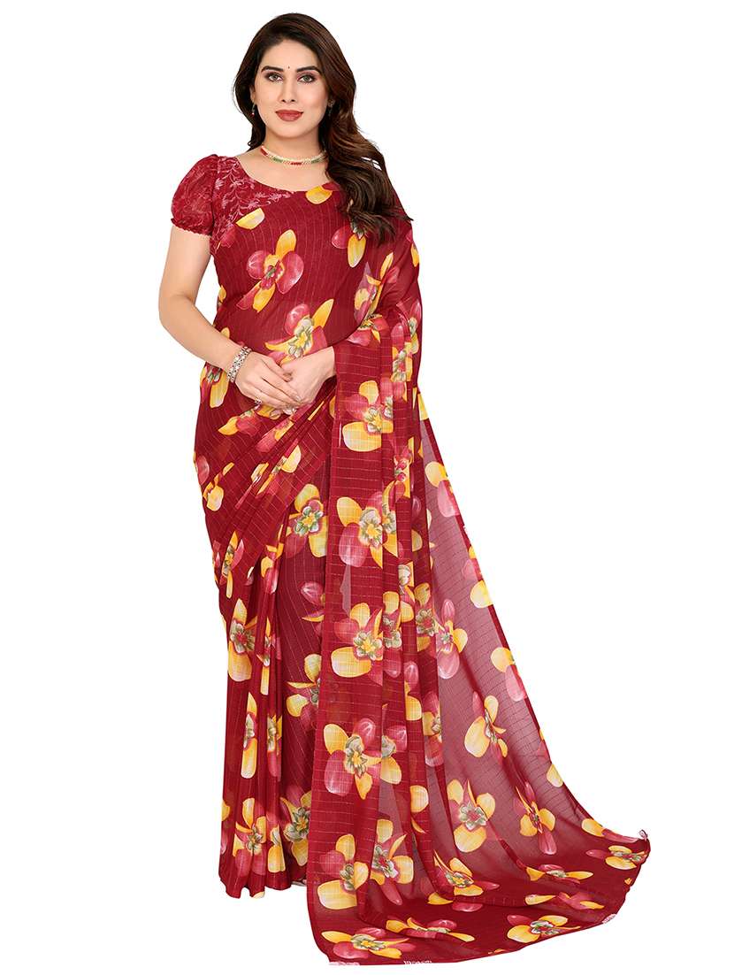 women printed casual wear saree with blouse