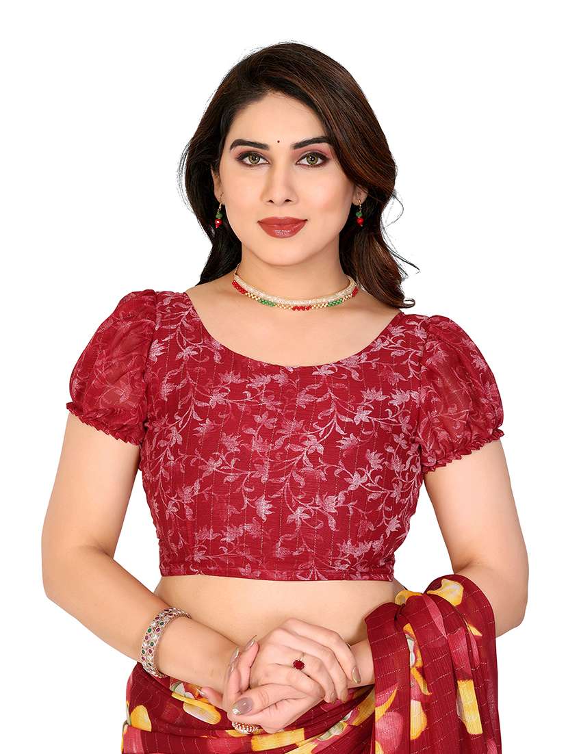 women printed casual wear saree with blouse - 22068233 -  Standard Image - 5