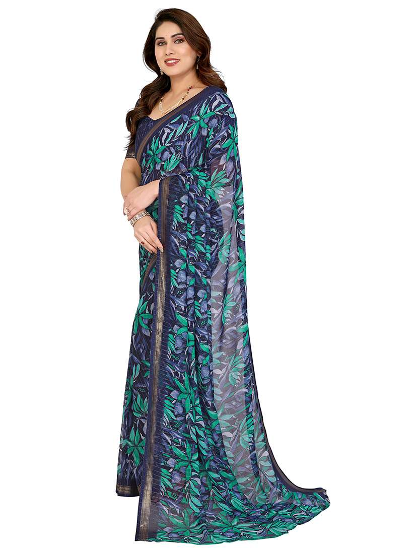 women printed casual wear saree with blouse - 22068240 -  Standard Image - 3