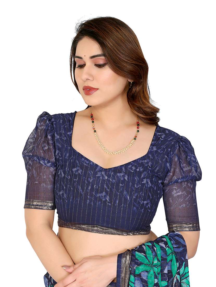 women printed casual wear saree with blouse - 22068240 -  Standard Image - 5