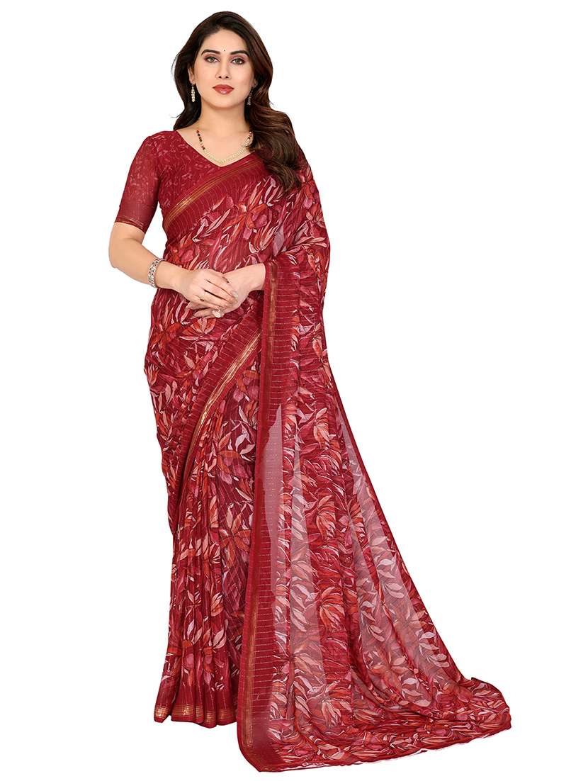 women printed casual wear saree with blouse