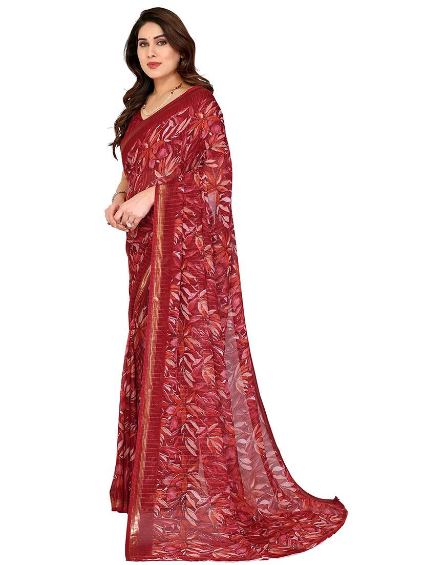women printed casual wear saree with blouse - 22068241 -  Standard Image - 3