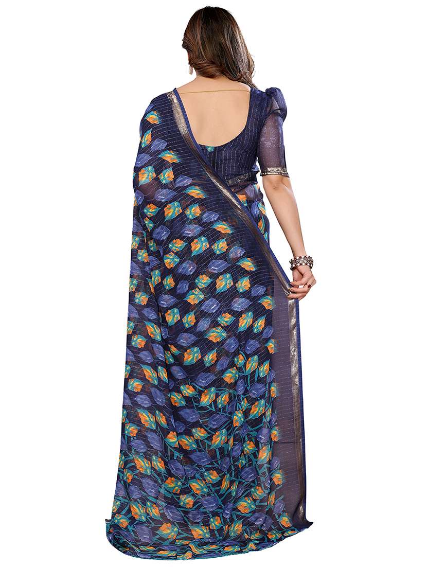 women printed casual wear saree with blouse - 22068244 -  Standard Image - 3