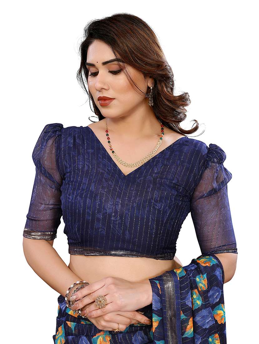 women printed casual wear saree with blouse - 22068244 -  Standard Image - 5