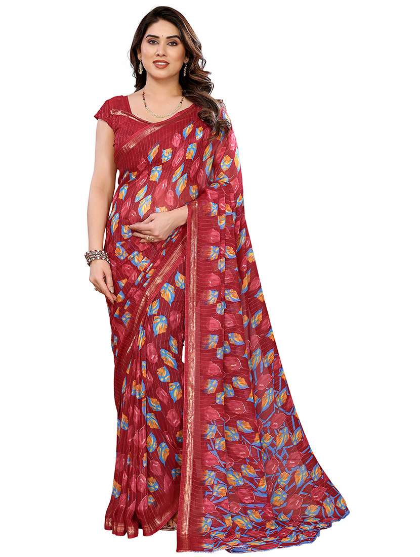 women printed casual wear saree with blouse