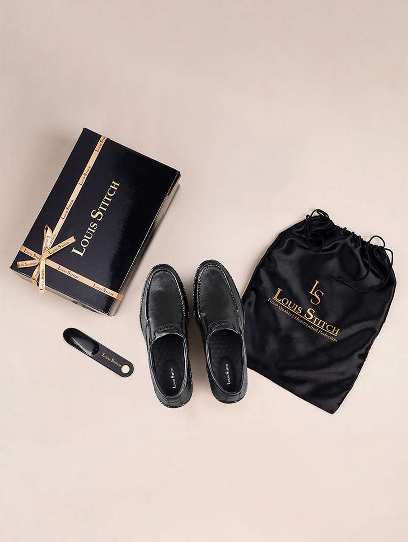 black leather slip on ons - 22068252 - Standard Image - 3