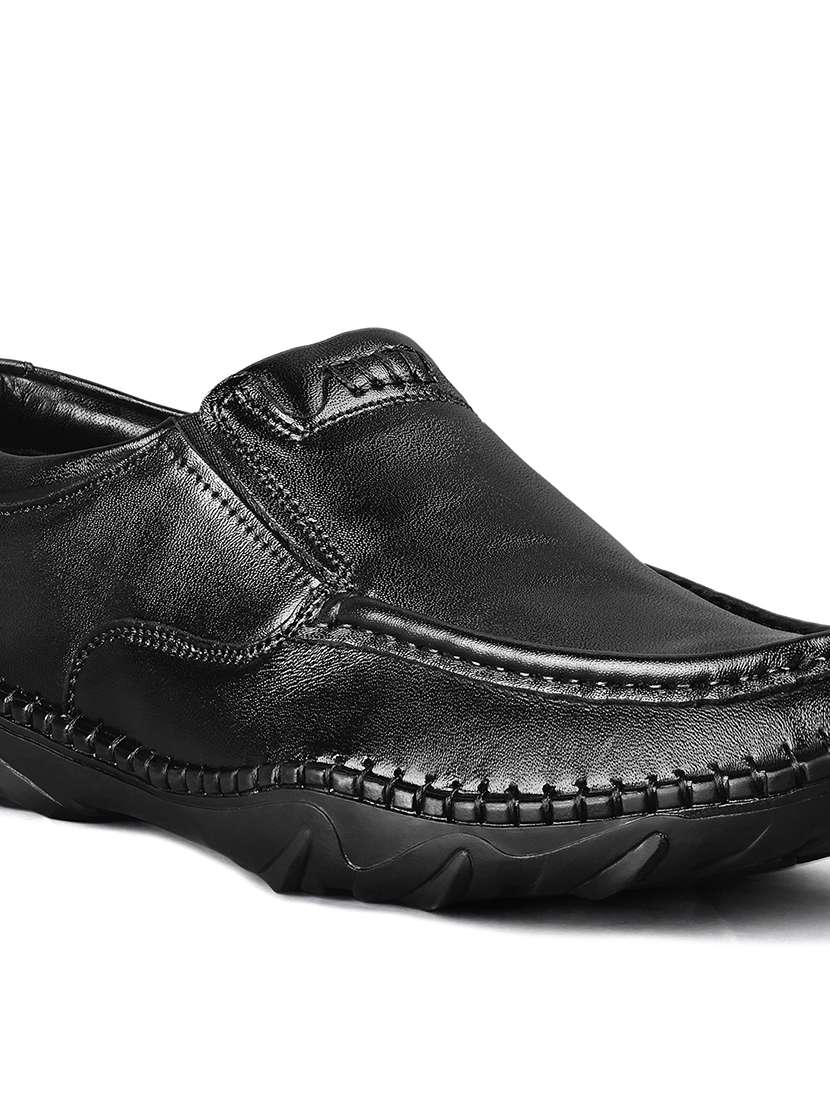 black leather slip on ons - 22068252 -  Standard Image - 5