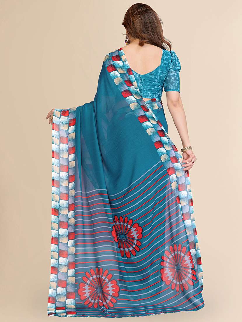 women printed casual wear saree with blouse - 22068254 -  Standard Image - 3