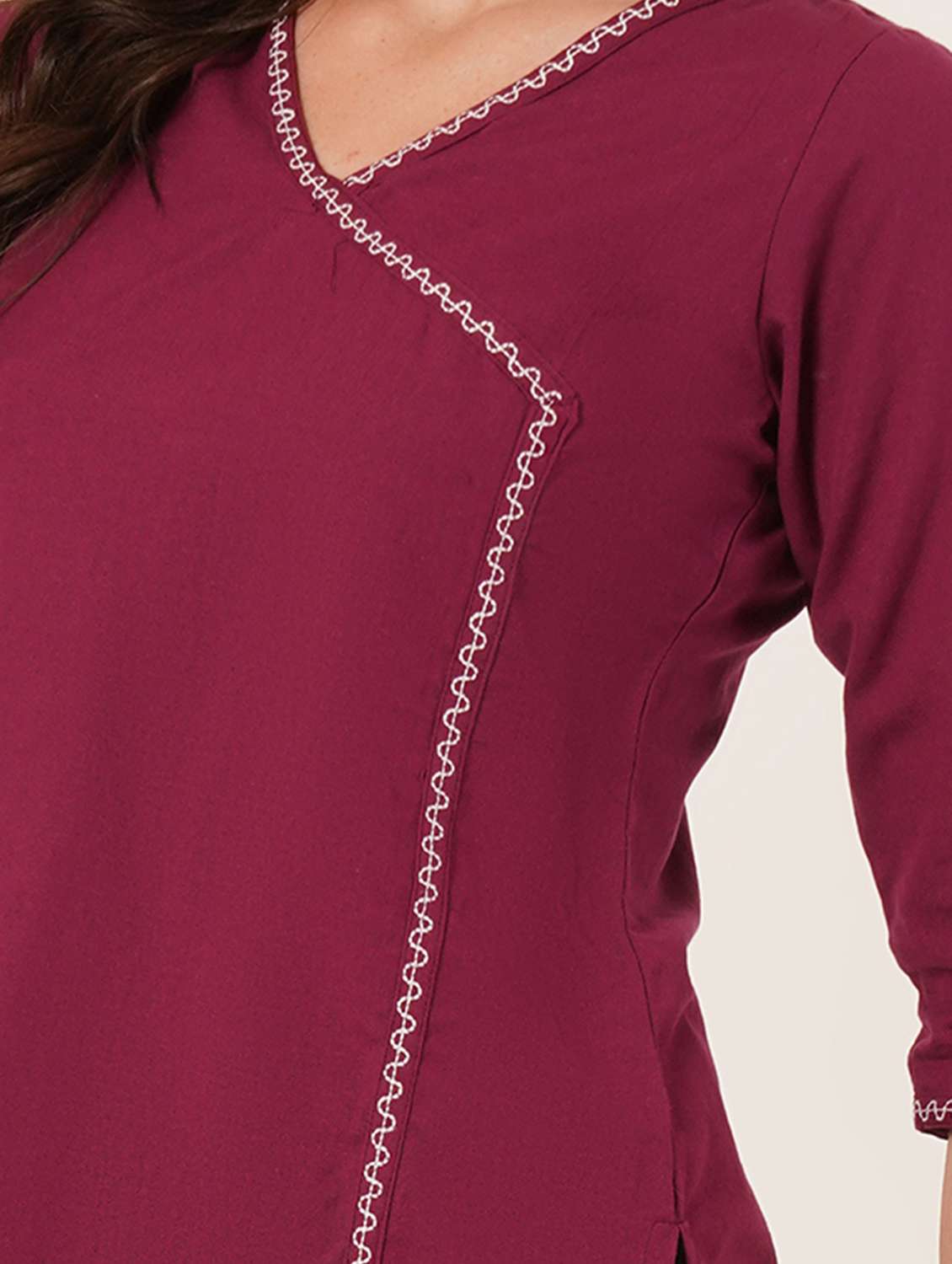 women embroidered three quarter sleeve angrakha kurti - 22068289 -  Standard Image - 5