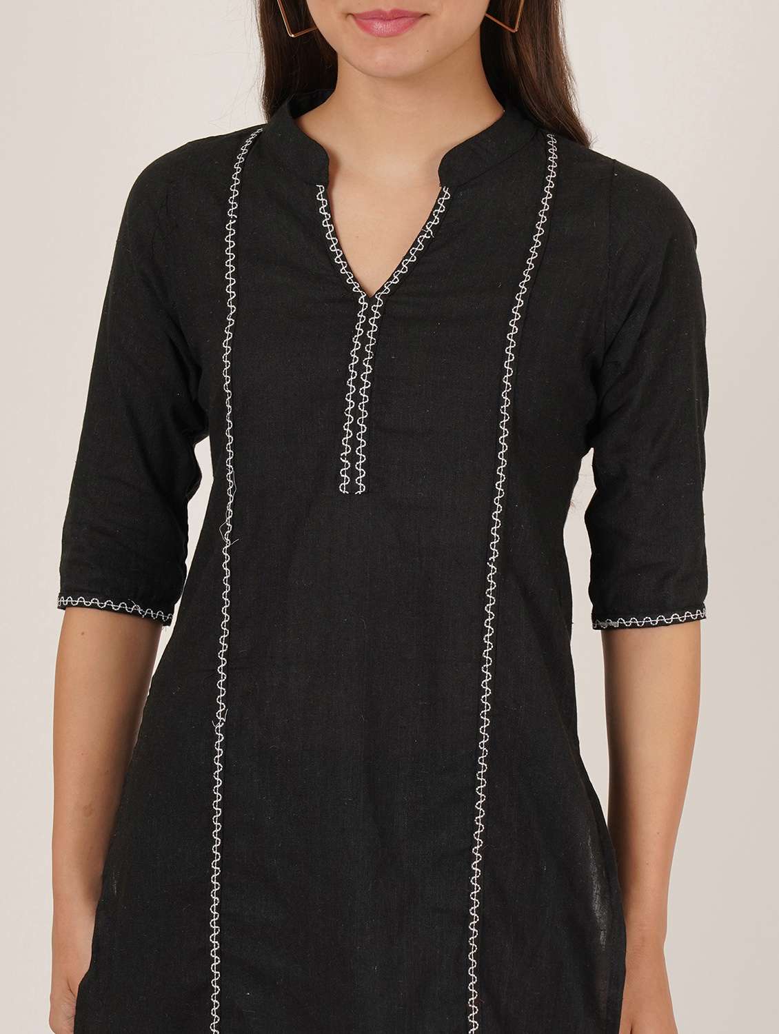 women embroidered three quarter sleeve straight kurti - 22068291 - Standard Image - 5