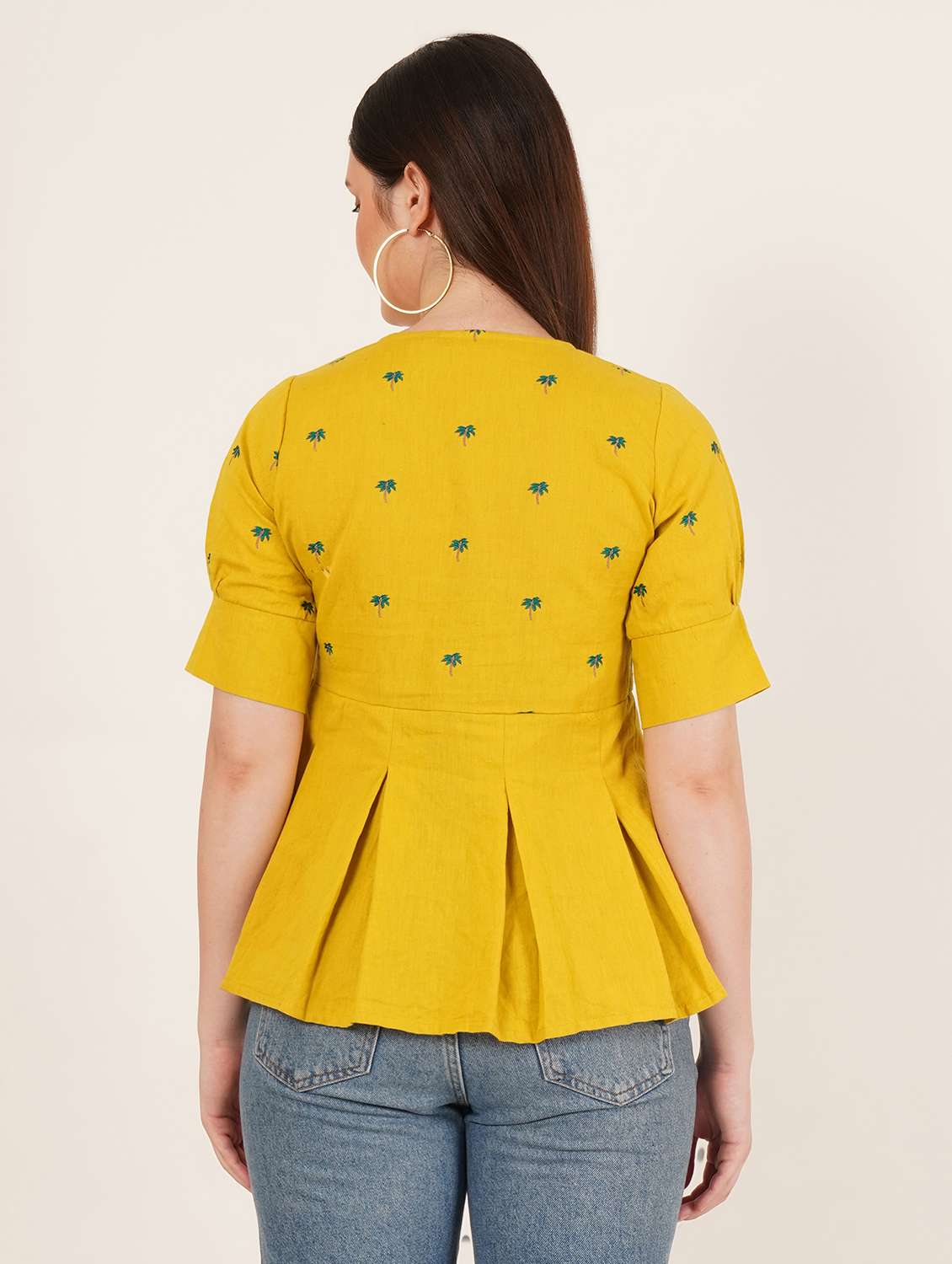 women embroidered short sleeve a-line ethnic top - 22068302 -  Standard Image - 3