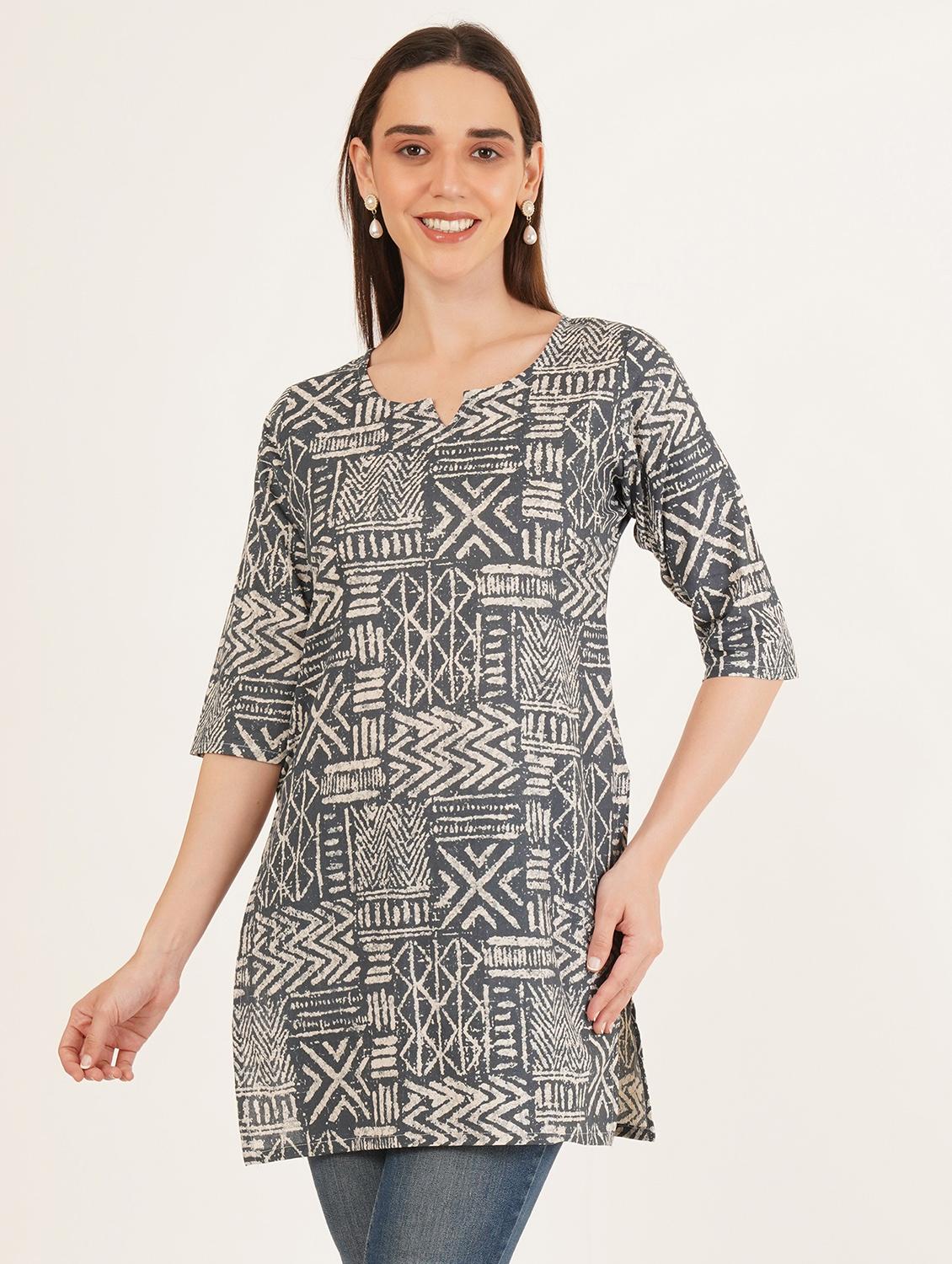 women printed three quarter sleeve straight kurti - 22068313 - Zoom Image - 0