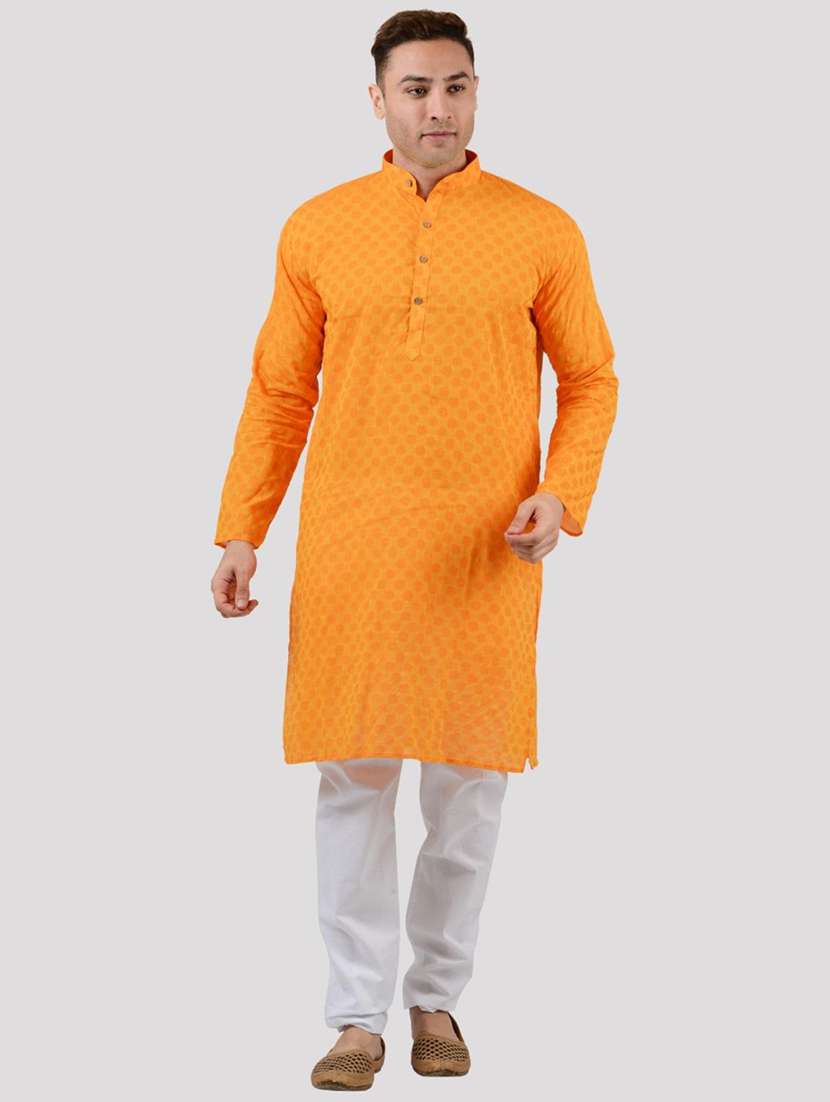 men self design mandarin neck long kurta - 22068357 -  Zoom Image - 0