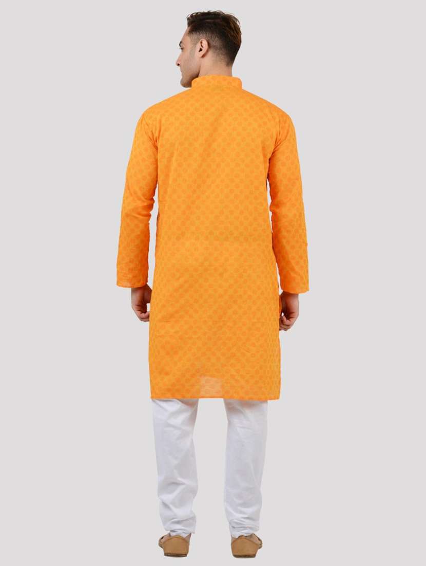 men self design mandarin neck long kurta - 22068357 -  Standard Image - 3