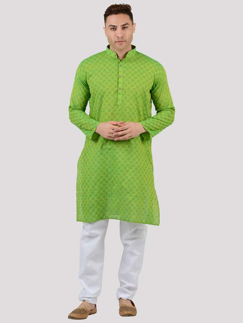 men self design mandarin neck long kurta - 22068358 -  Zoom Image - 0