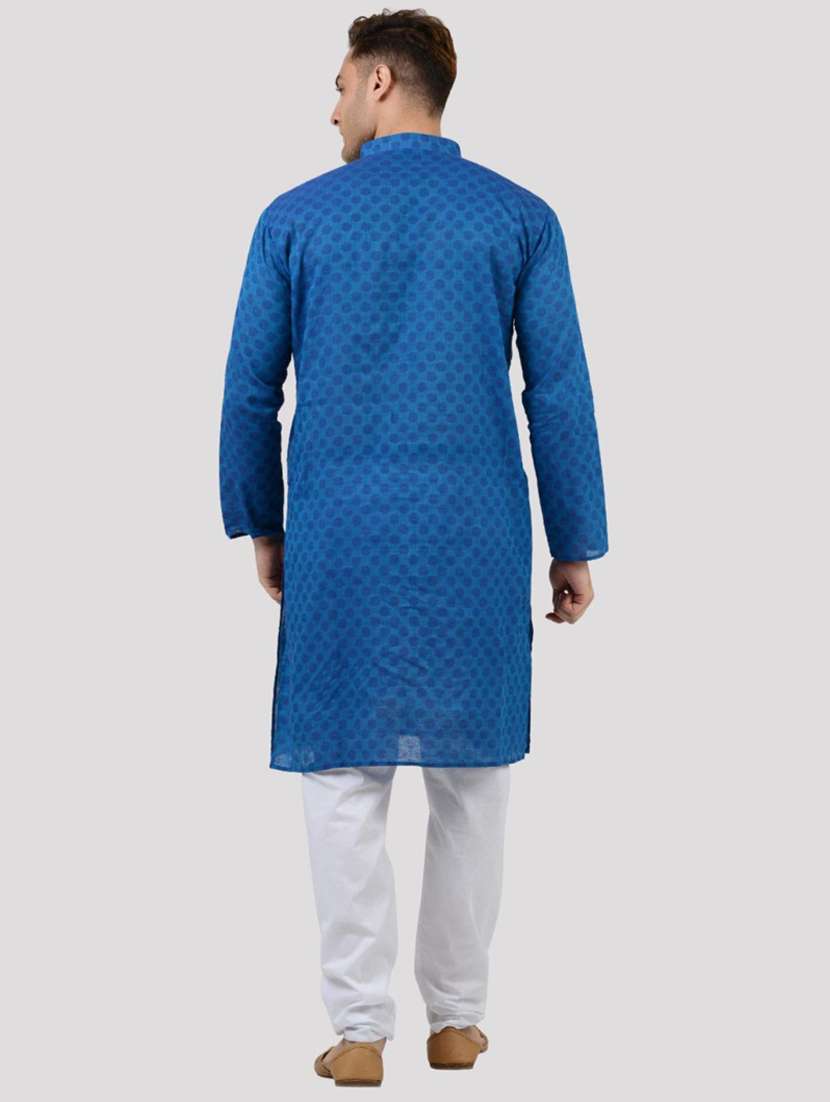 men self design mandarin neck long kurta - 22068360 -  Standard Image - 3