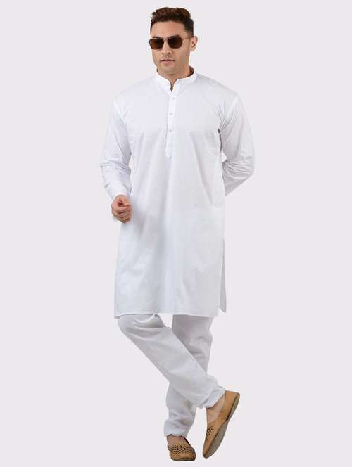 men solid mandarin neck long kurta - 22068361 -  Standard Image - 0