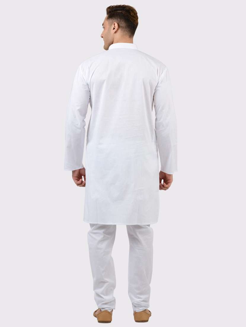 men solid mandarin neck long kurta - 22068361 -  Standard Image - 3