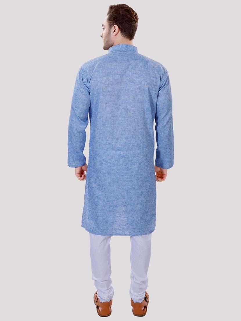 men solid mandarin neck long kurta - 22068363 -  Standard Image - 3
