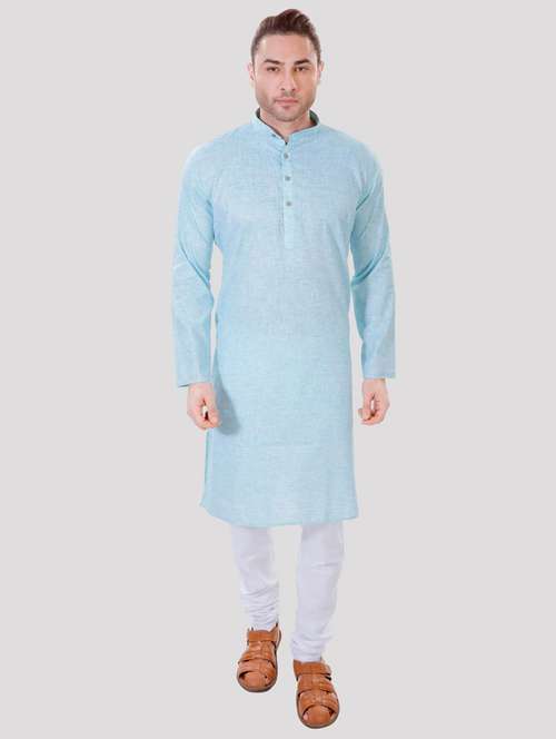 men solid mandarin neck long kurta - 22068364 -  Standard Image - 0