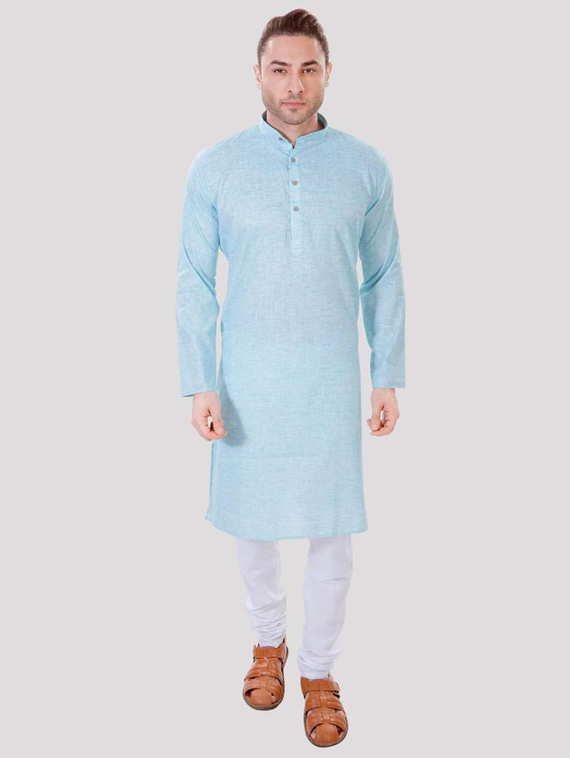 men solid mandarin neck long kurta