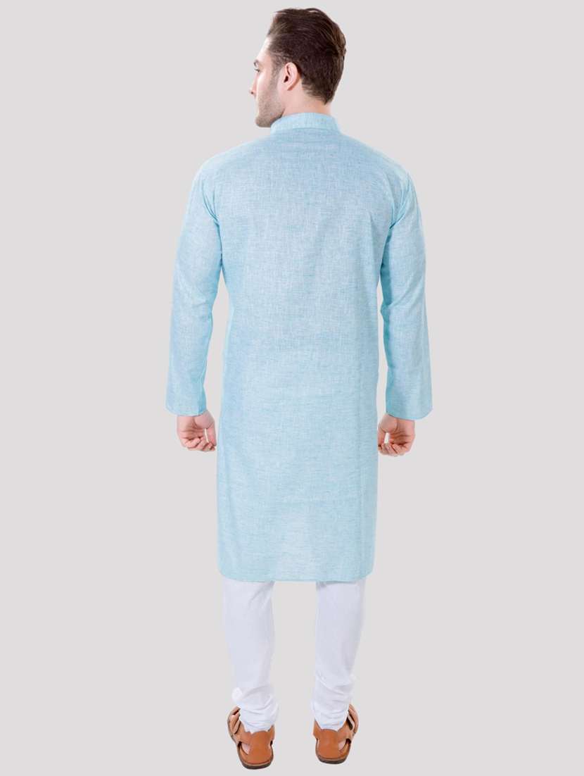 men solid mandarin neck long kurta - 22068364 -  Standard Image - 3
