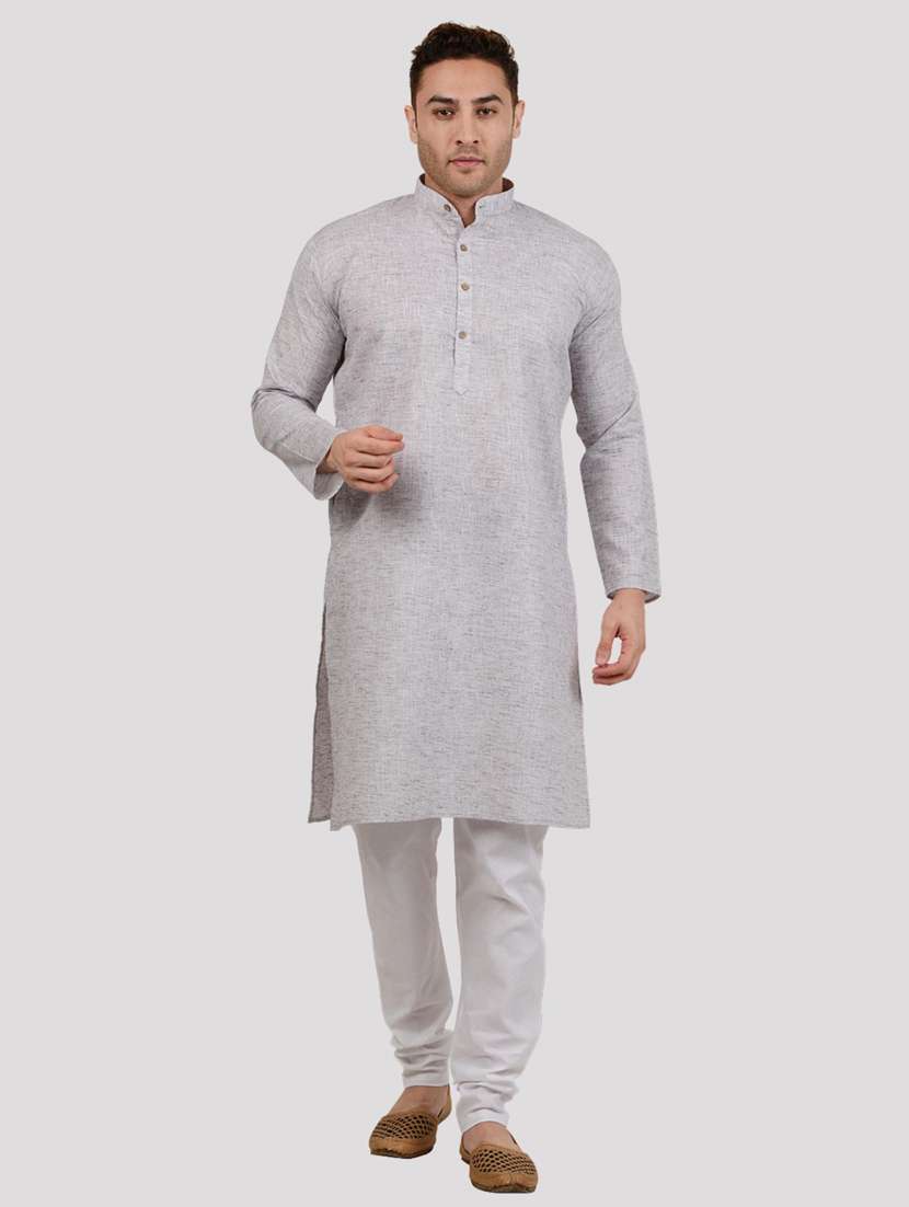 men solid mandarin neck long kurta