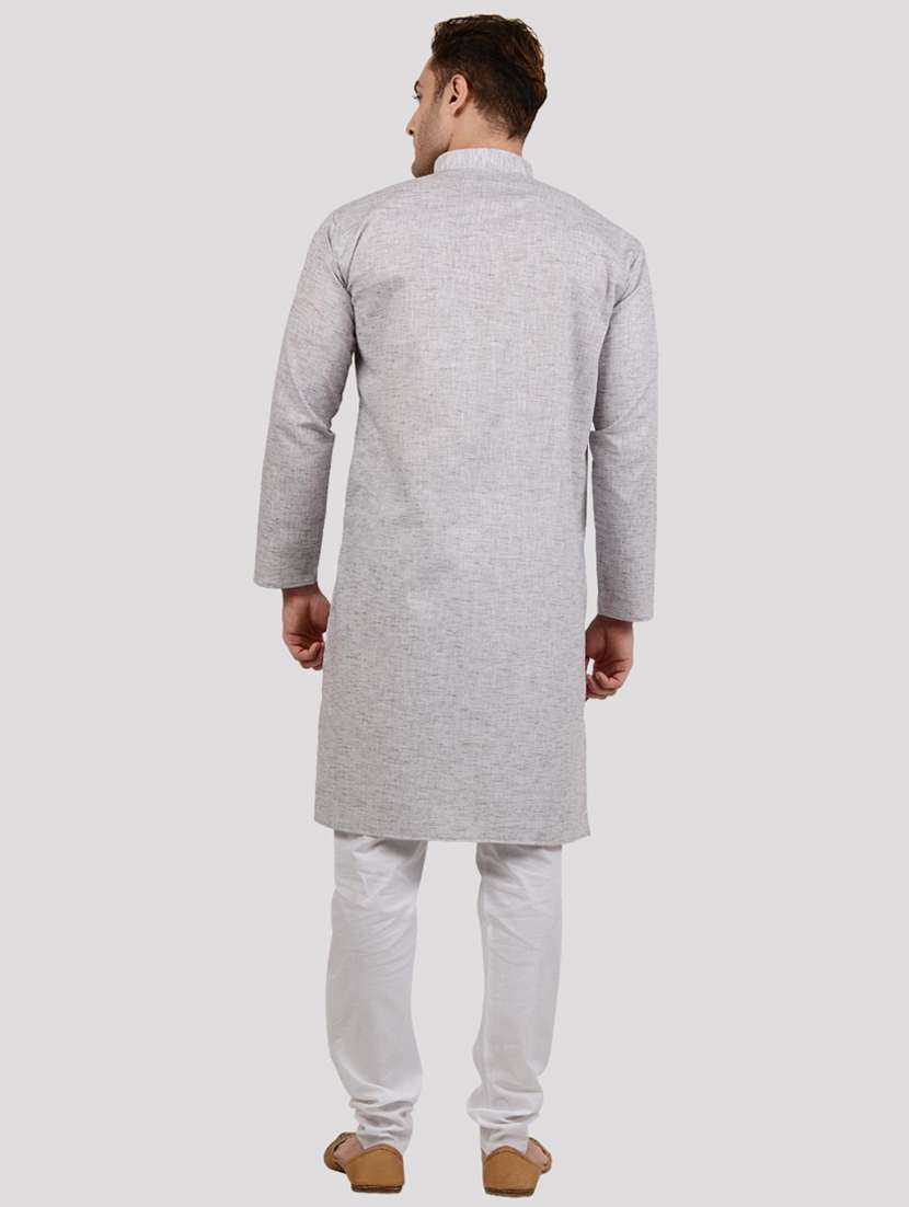men solid mandarin neck long kurta - 22068365 -  Standard Image - 3
