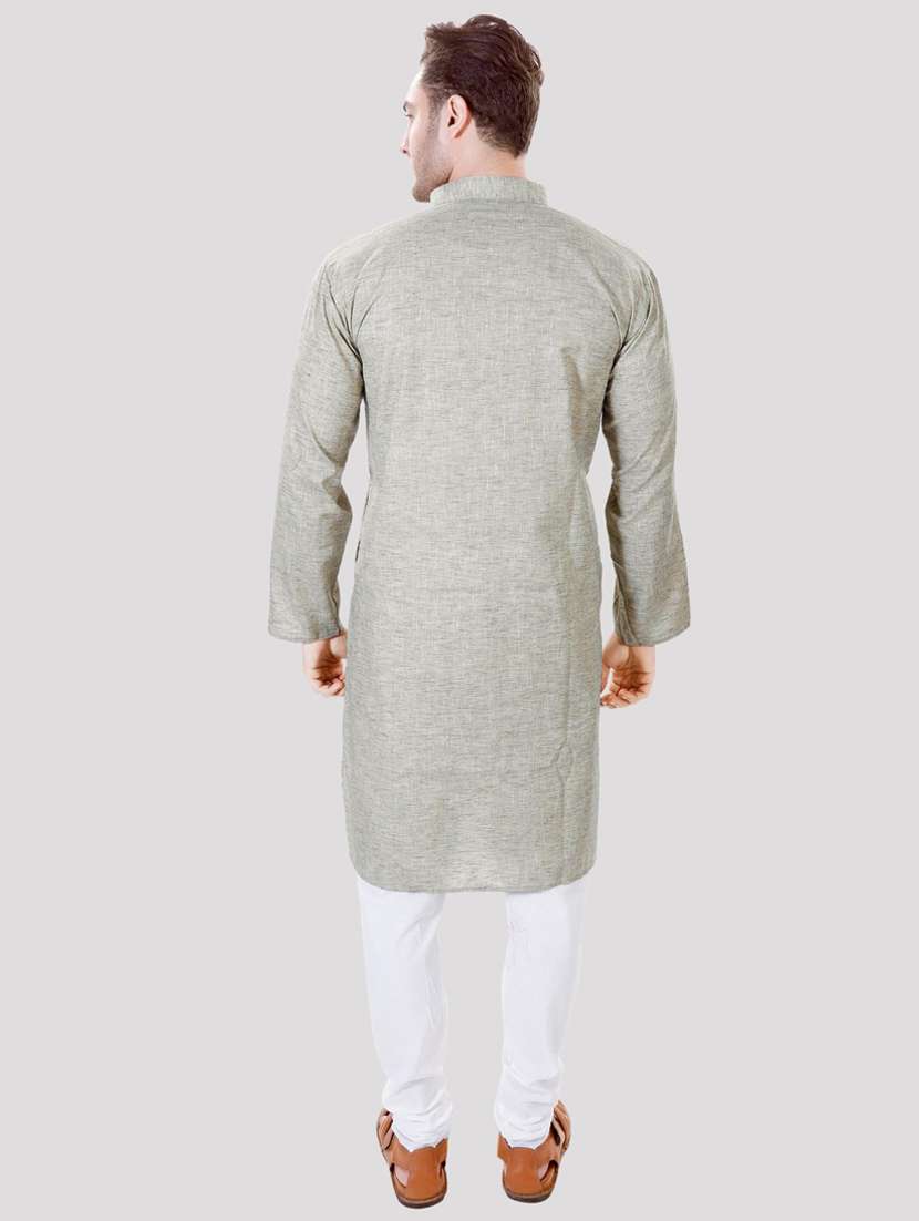 men solid mandarin neck long kurta - 22068368 -  Standard Image - 3