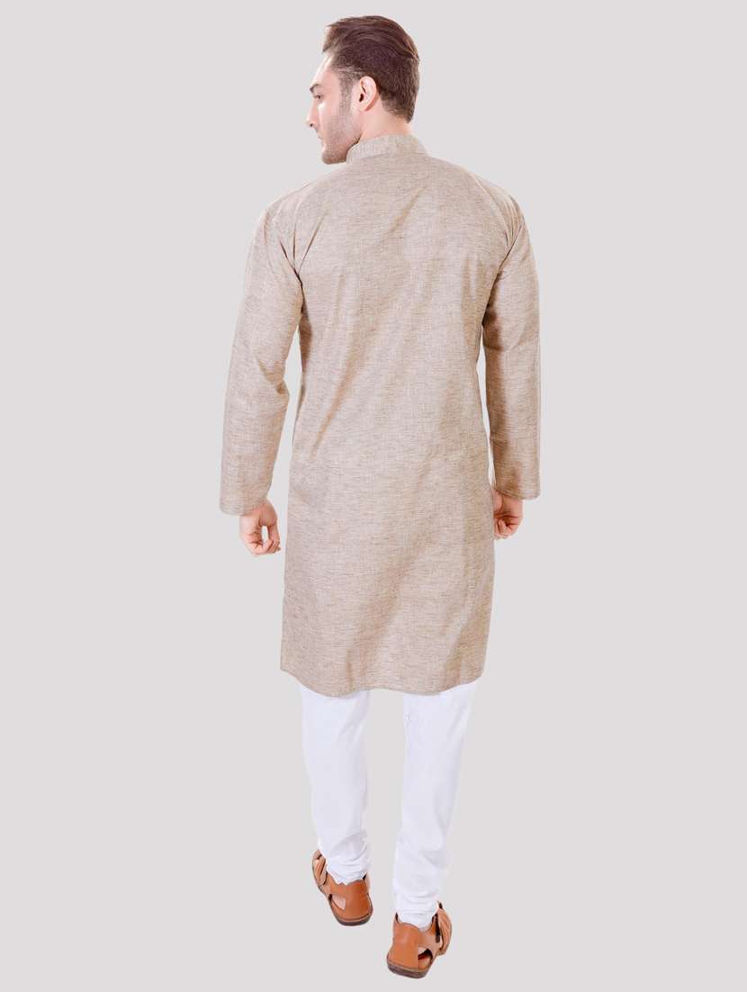 men solid mandarin neck long kurta - 22068369 - Standard Image - 3