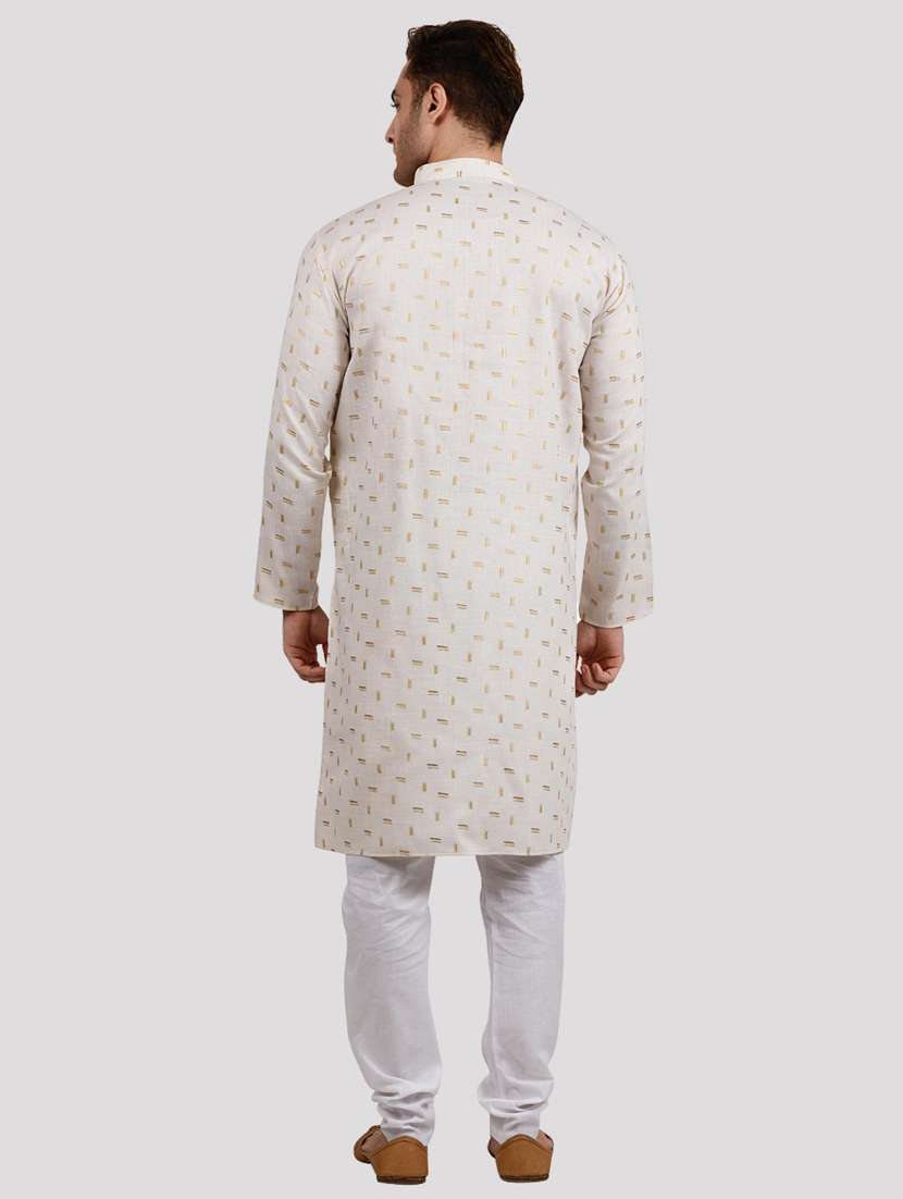 men printed mandarin neck long kurta - 22068379 - Standard Image - 3